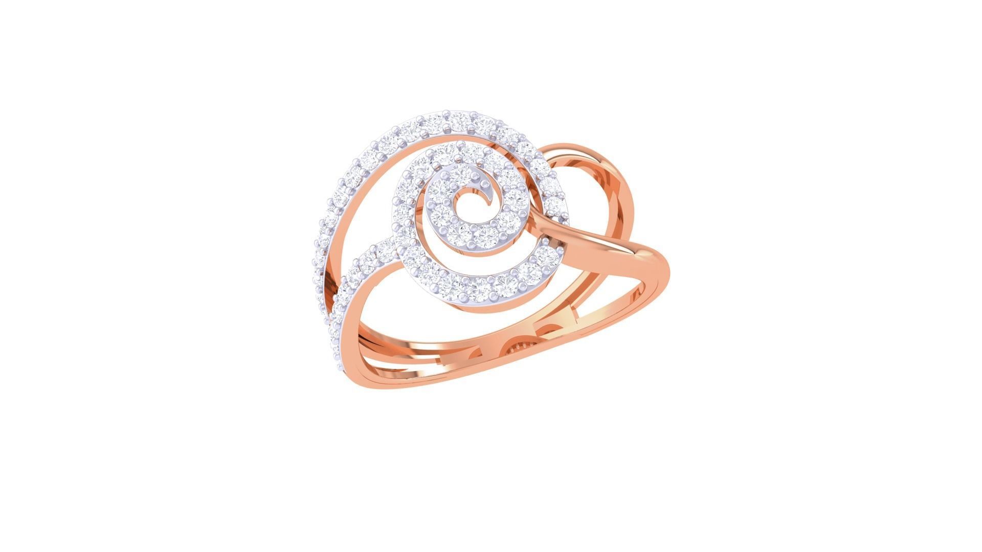 Wire High Jewelry Diamond Cocktail Ring 3dm stl obj mtl 3D print model_5