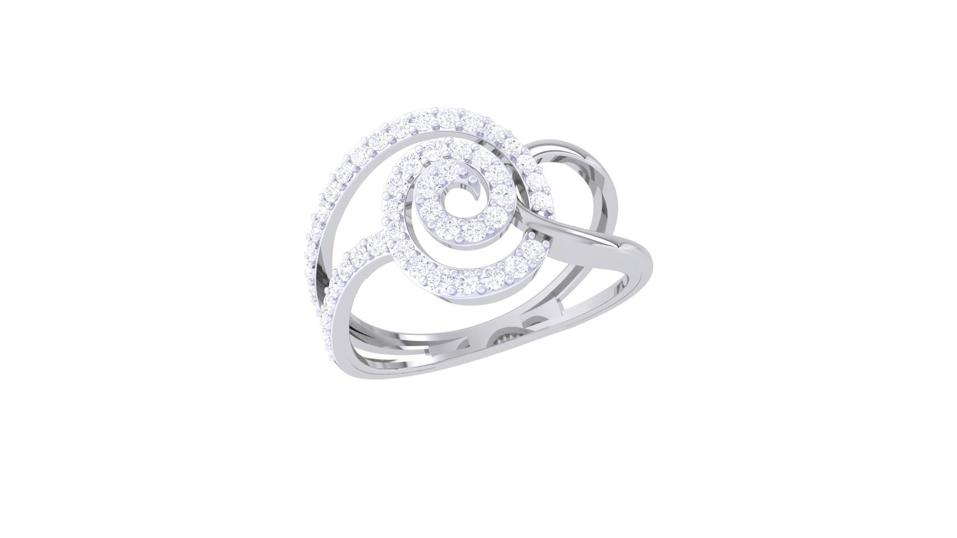 Wire High Jewelry Diamond Cocktail Ring 3dm stl obj mtl 3D print model_6