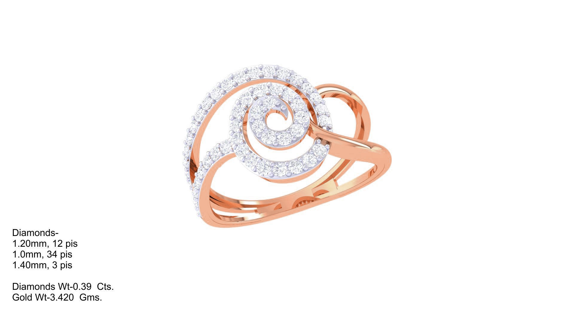 Wire High Jewelry Diamond Cocktail Ring 3dm stl obj mtl 3D print model_2