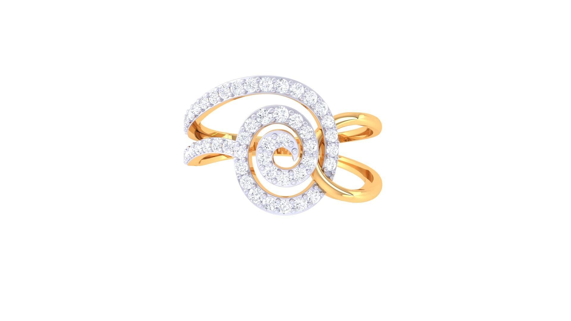 Wire High Jewelry Diamond Cocktail Ring 3dm stl obj mtl 3D print model_7