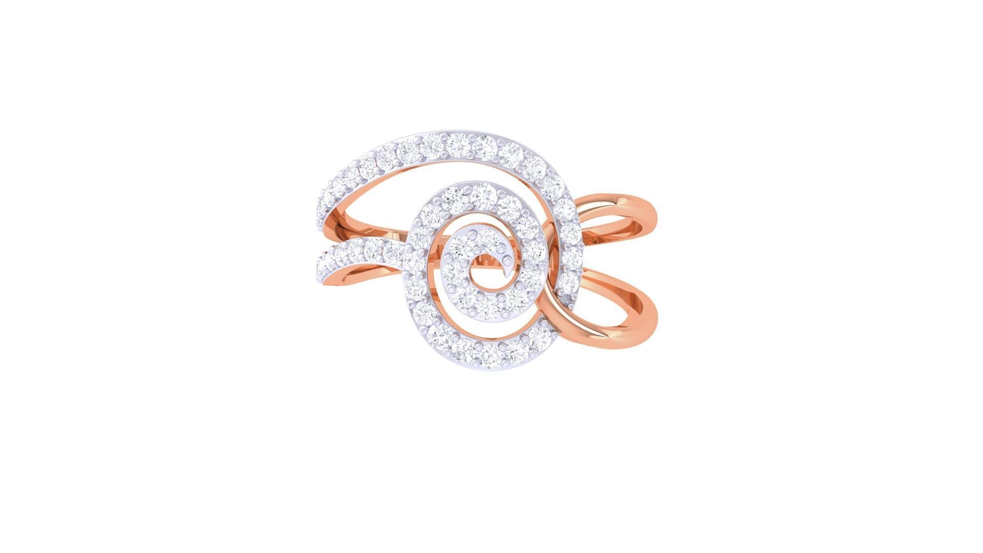 Wire High Jewelry Diamond Cocktail Ring 3dm stl obj mtl 3D print model_8