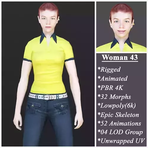 Woman 43 With 52 Animations 32 Morphs