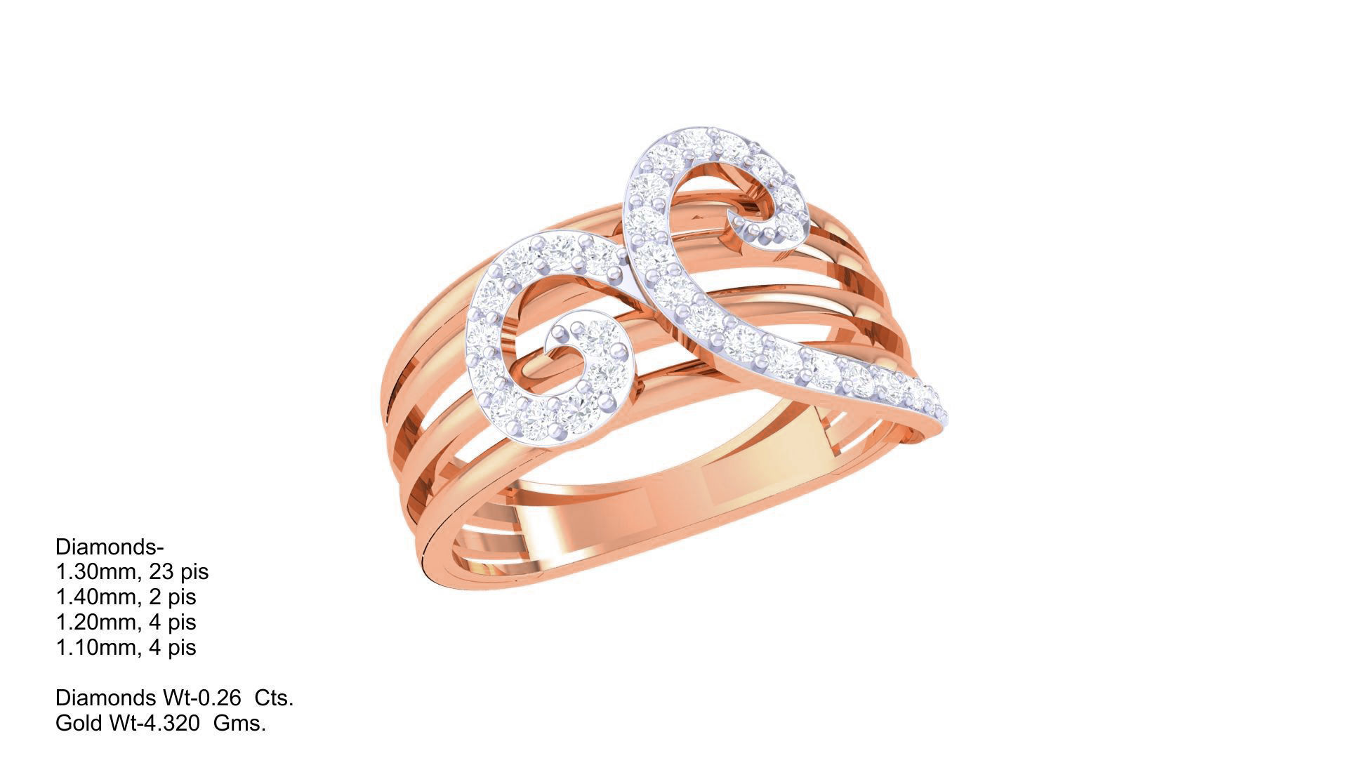 Wire High Jewelry Diamond Cocktail Ring 3dm stl obj mtl 3D print model_2