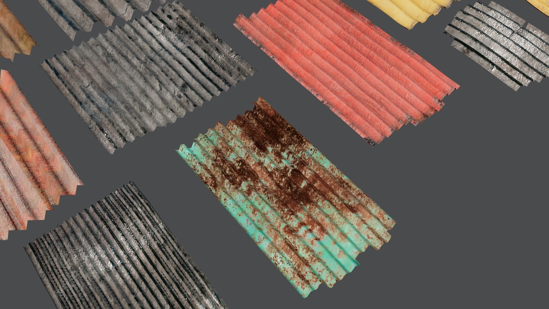 Damaged Corrugated Sheets Pack Free 3D model_3