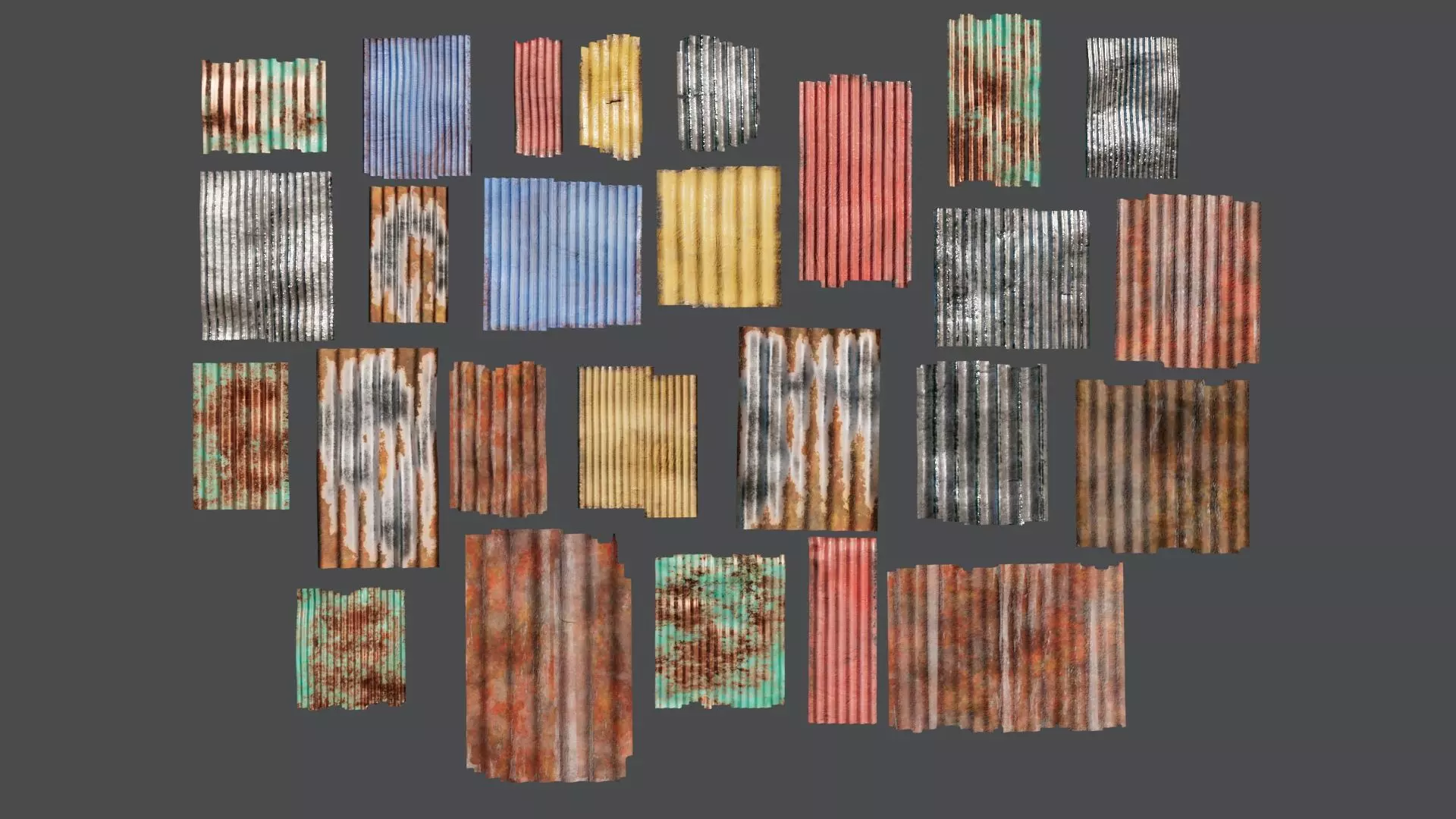 Damaged Corrugated Sheets Pack Free 3D model_0