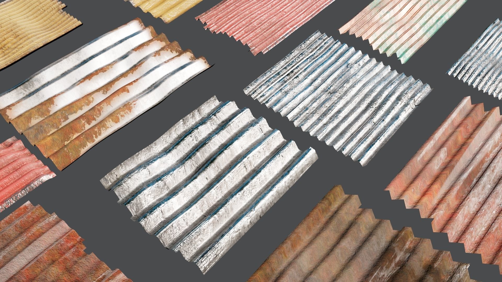 Damaged Corrugated Sheets Pack Free 3D model_2