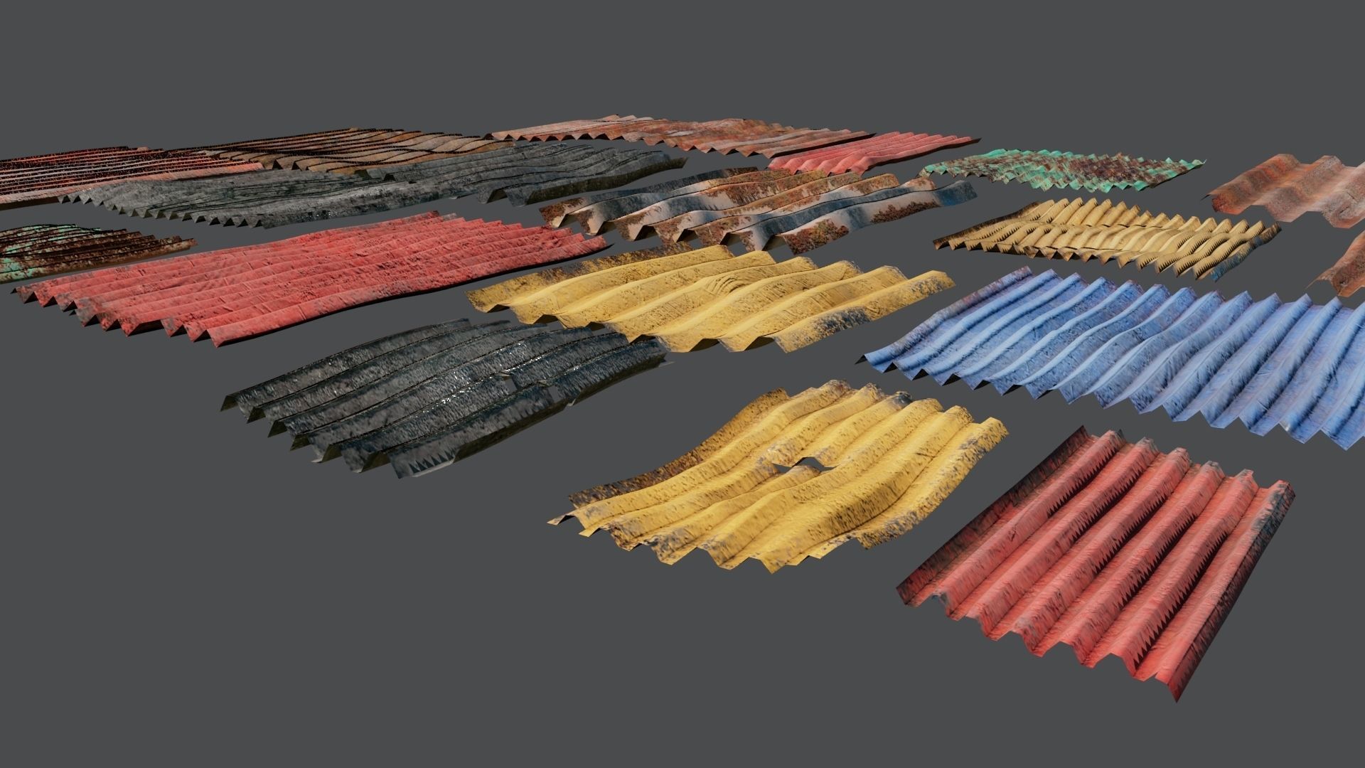 Damaged Corrugated Sheets Pack Free 3D model_5