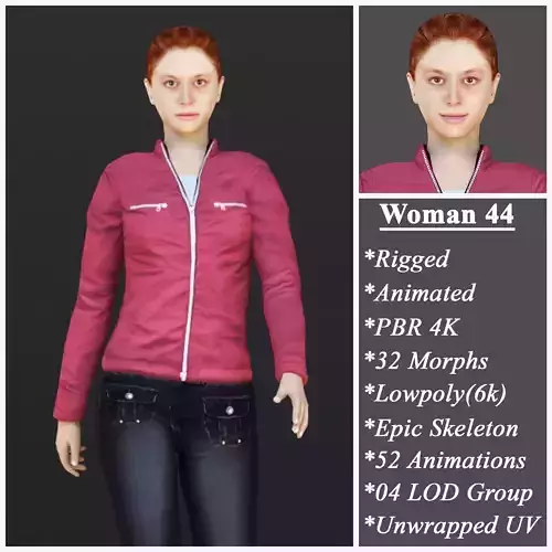 Woman 44 With 52 Animations 32 Morphs
