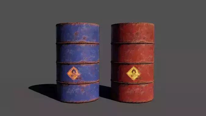 Old Oil Drums Rusty Oily Variants 