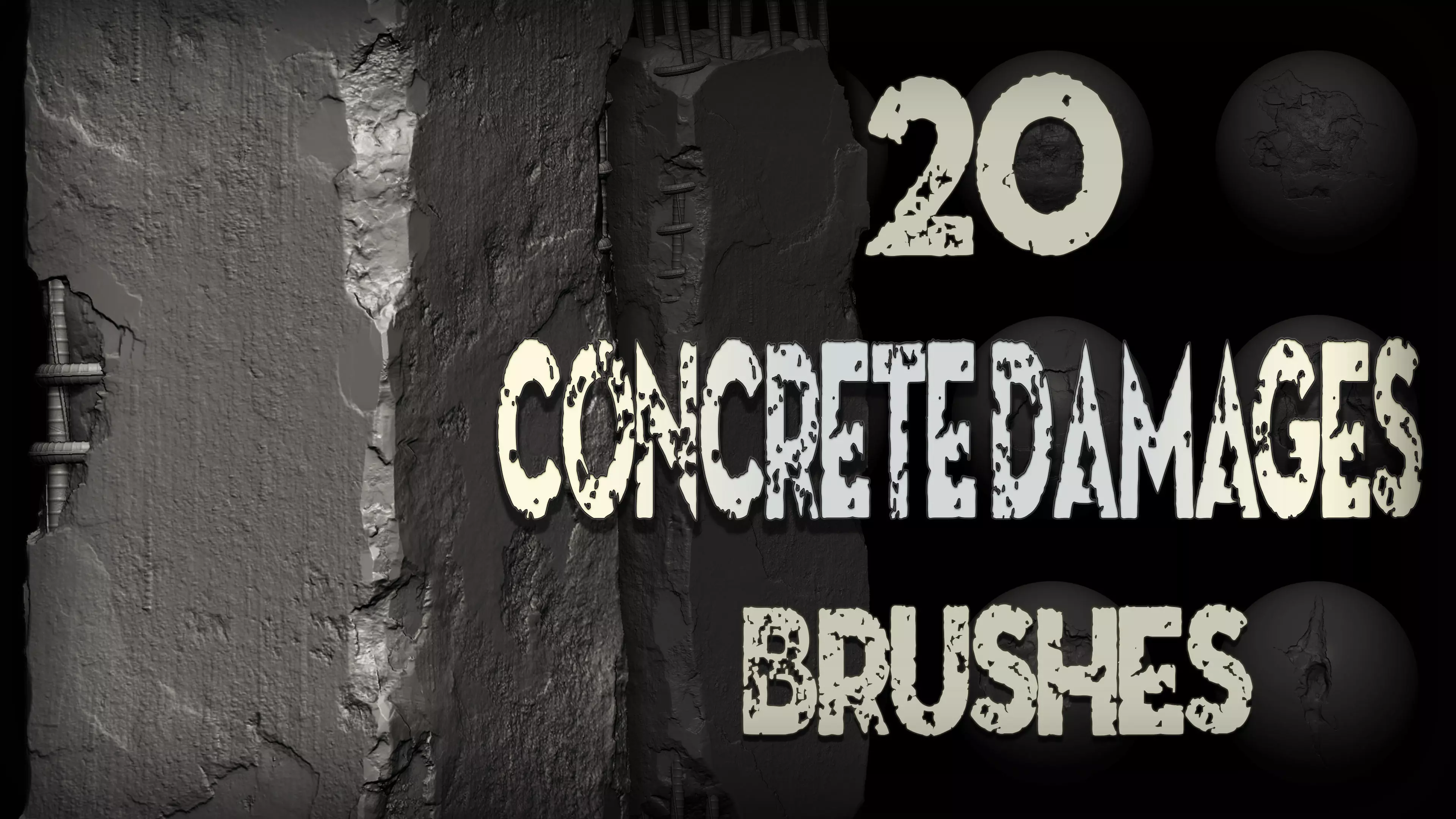 20 Concrete Cracks and Damages Brush Alphas Texture_0