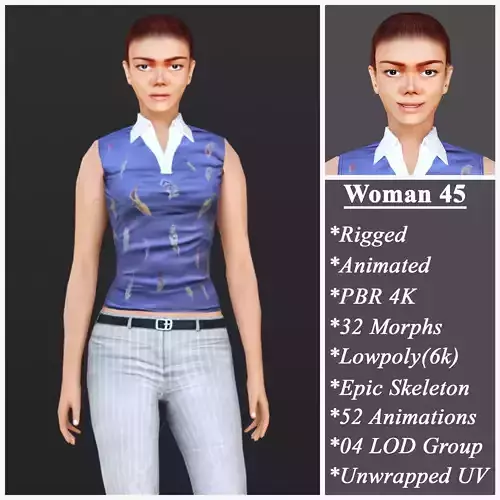 Woman 45 With 52 Animations 32 Morphs