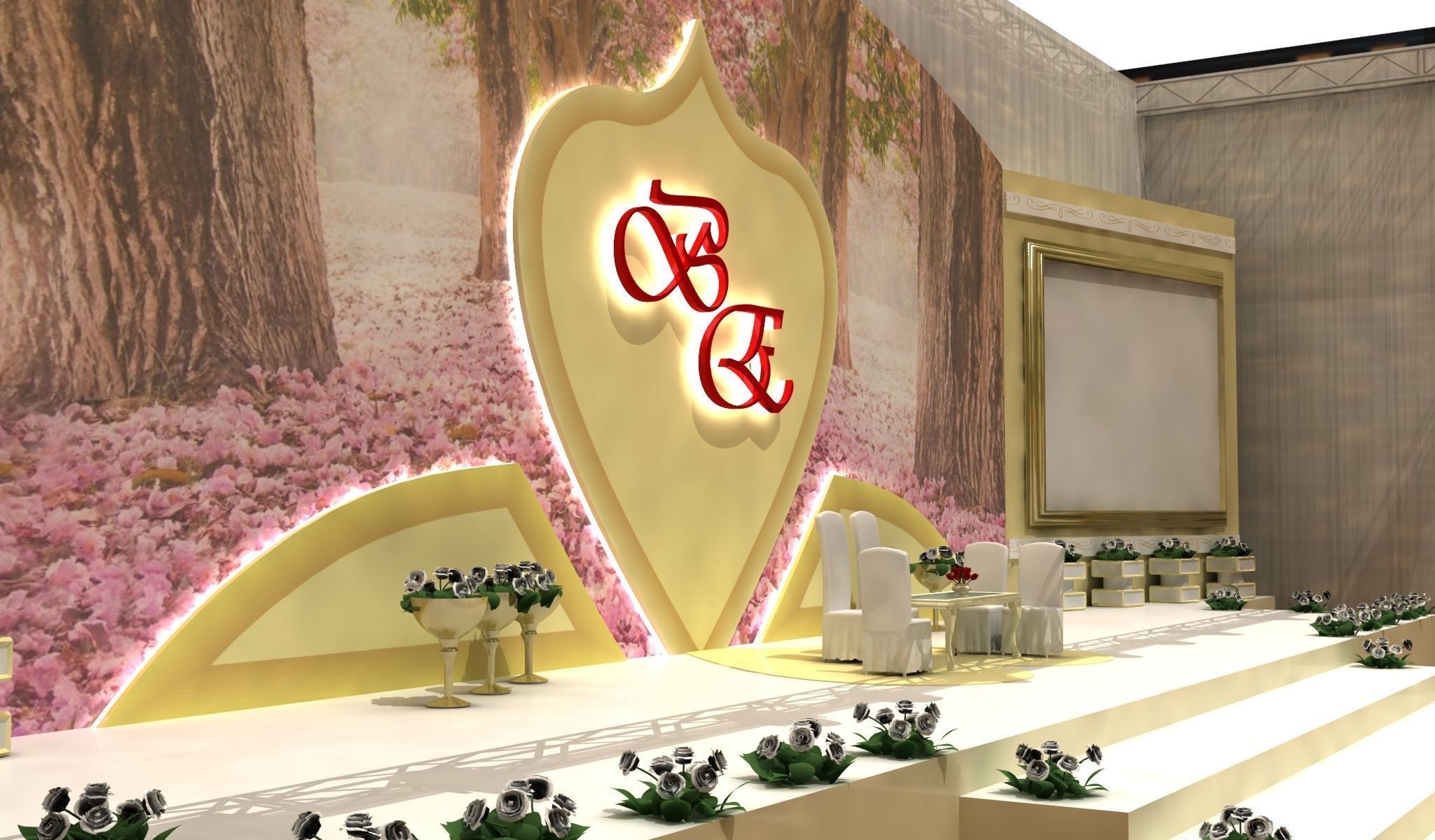 Wedding Party Stage 011 3D model_2