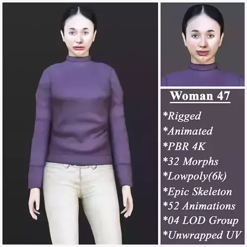 Woman 47 With 52 Animations 32 Morphs