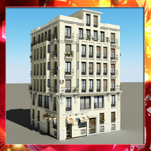 Building Collection 49-52 Low-poly 3D model_31