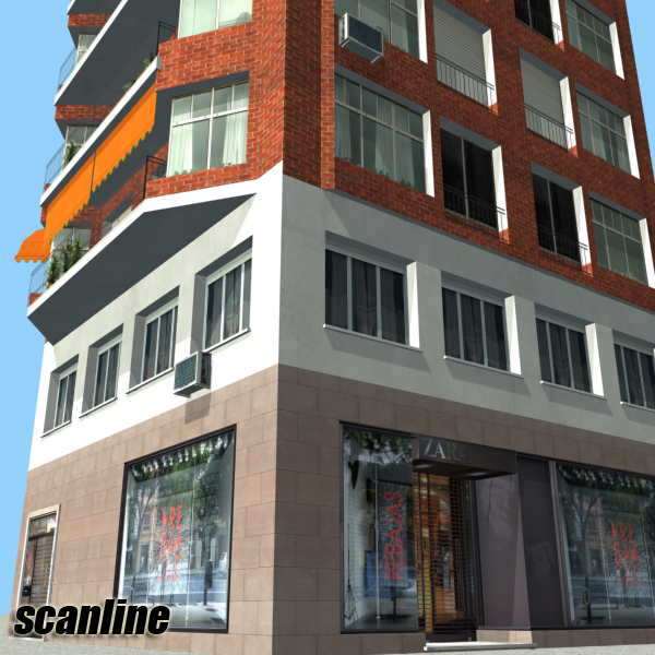 Building Collection 49-52 Low-poly 3D model_13
