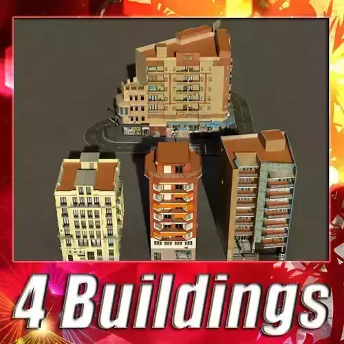 Building Collection 49-52 Low-poly 3D model