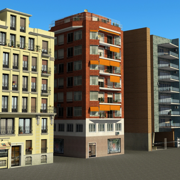 Building Collection 49-52 Low-poly 3D model_2