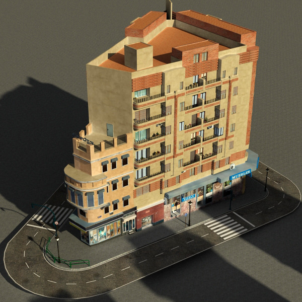 Building Collection 49-52 Low-poly 3D model_3