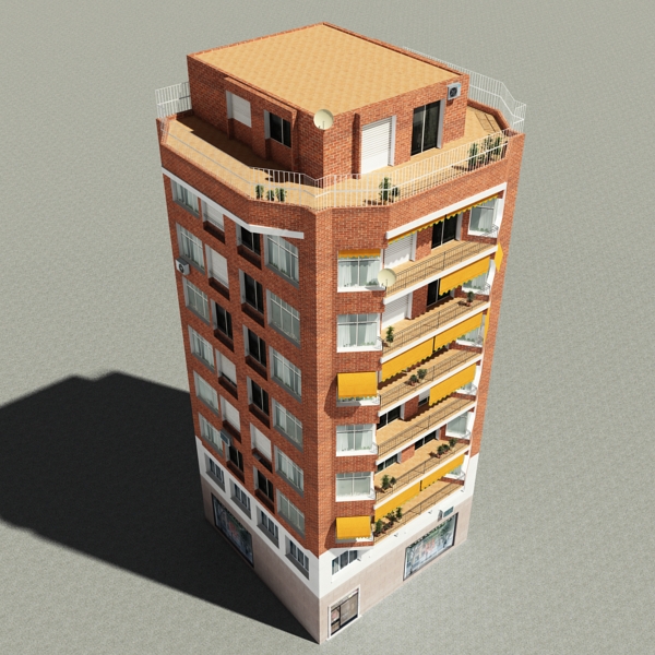 Building Collection 49-52 Low-poly 3D model_7