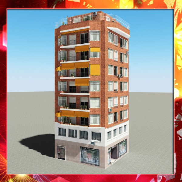 Building Collection 49-52 Low-poly 3D model_4