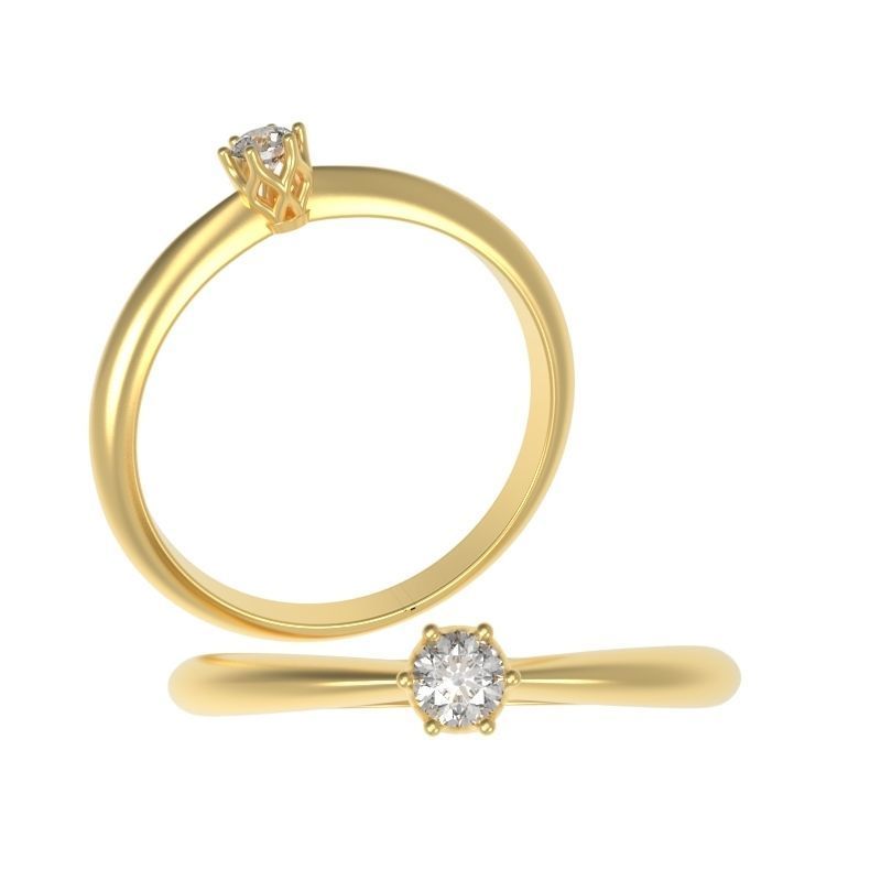 Engagement Rings with 4 gems size 3D print model_6