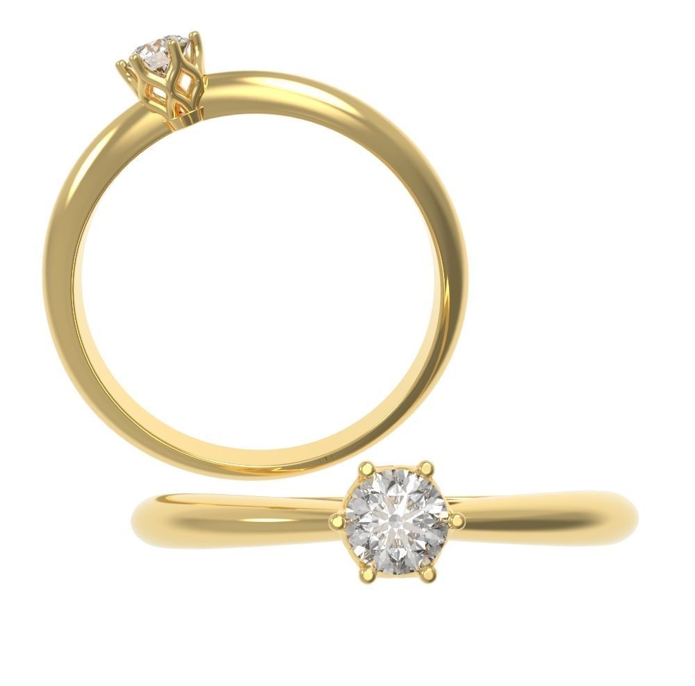 Engagement Rings with 4 gems size 3D print model_7