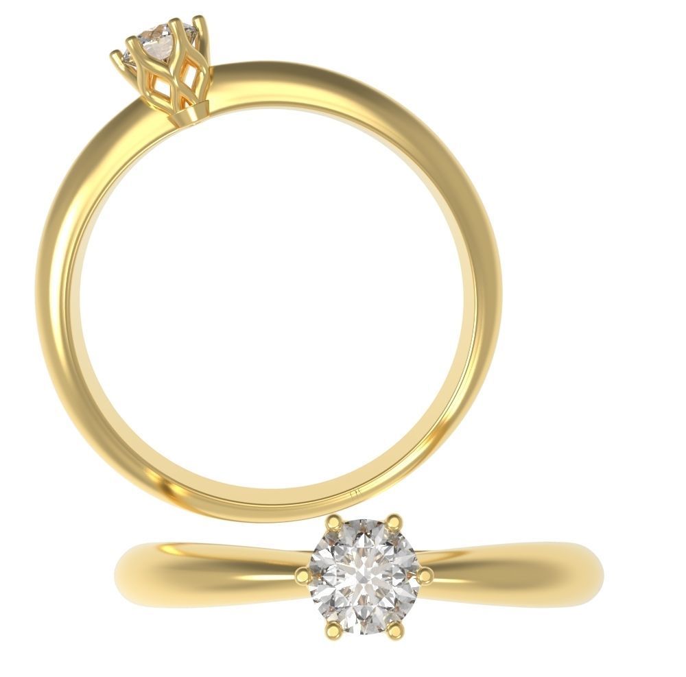 Engagement Rings with 4 gems size 3D print model_8