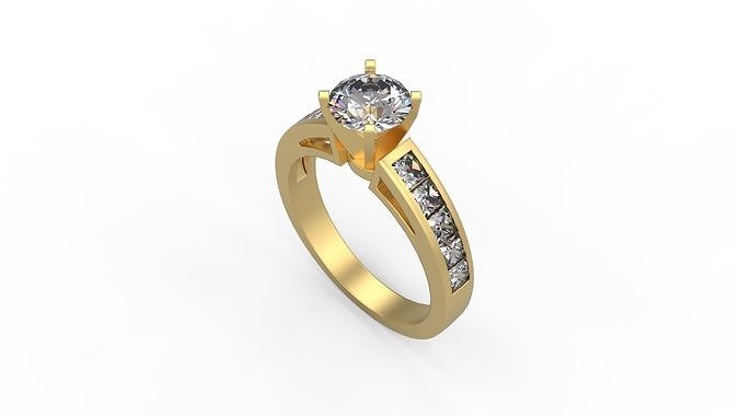 Woman Solitaire Ring 824 3D print model