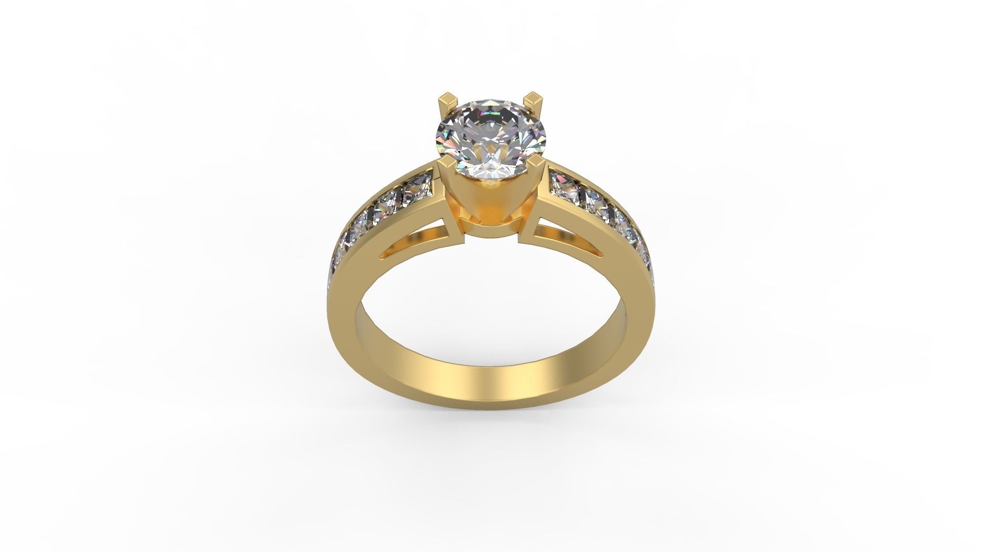 Woman Solitaire Ring 824 3D print model_3