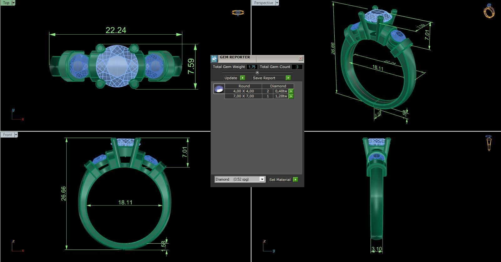 Woman Solitaire Ring 837 3D print model_5