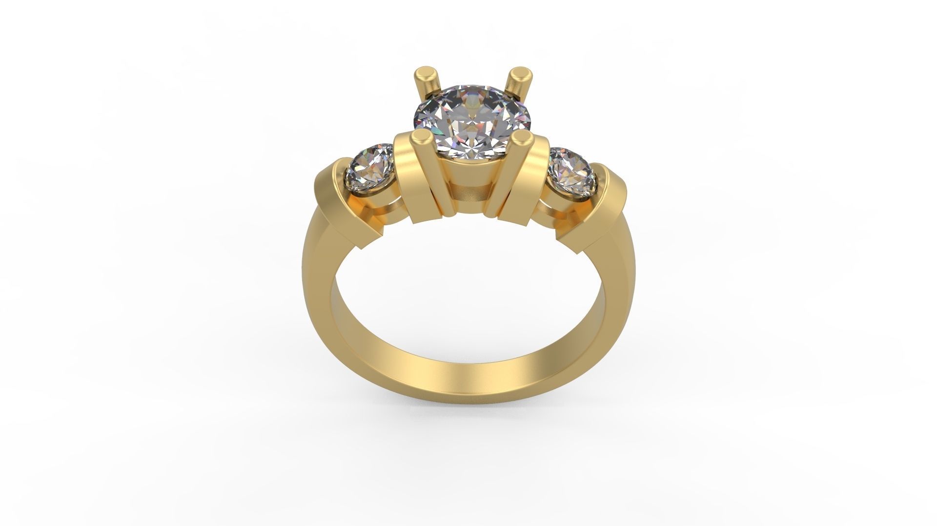 Woman Solitaire Ring 837 3D print model_3