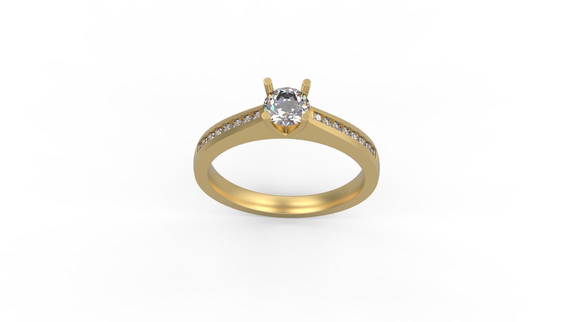 Woman Solitaire Ring 842 3D print model_3