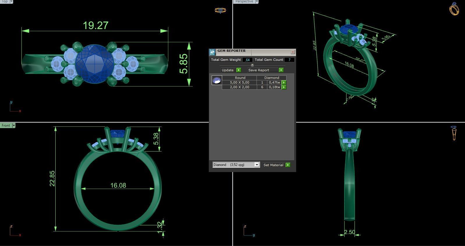 Woman Solitaire Ring 779 3D print model_6