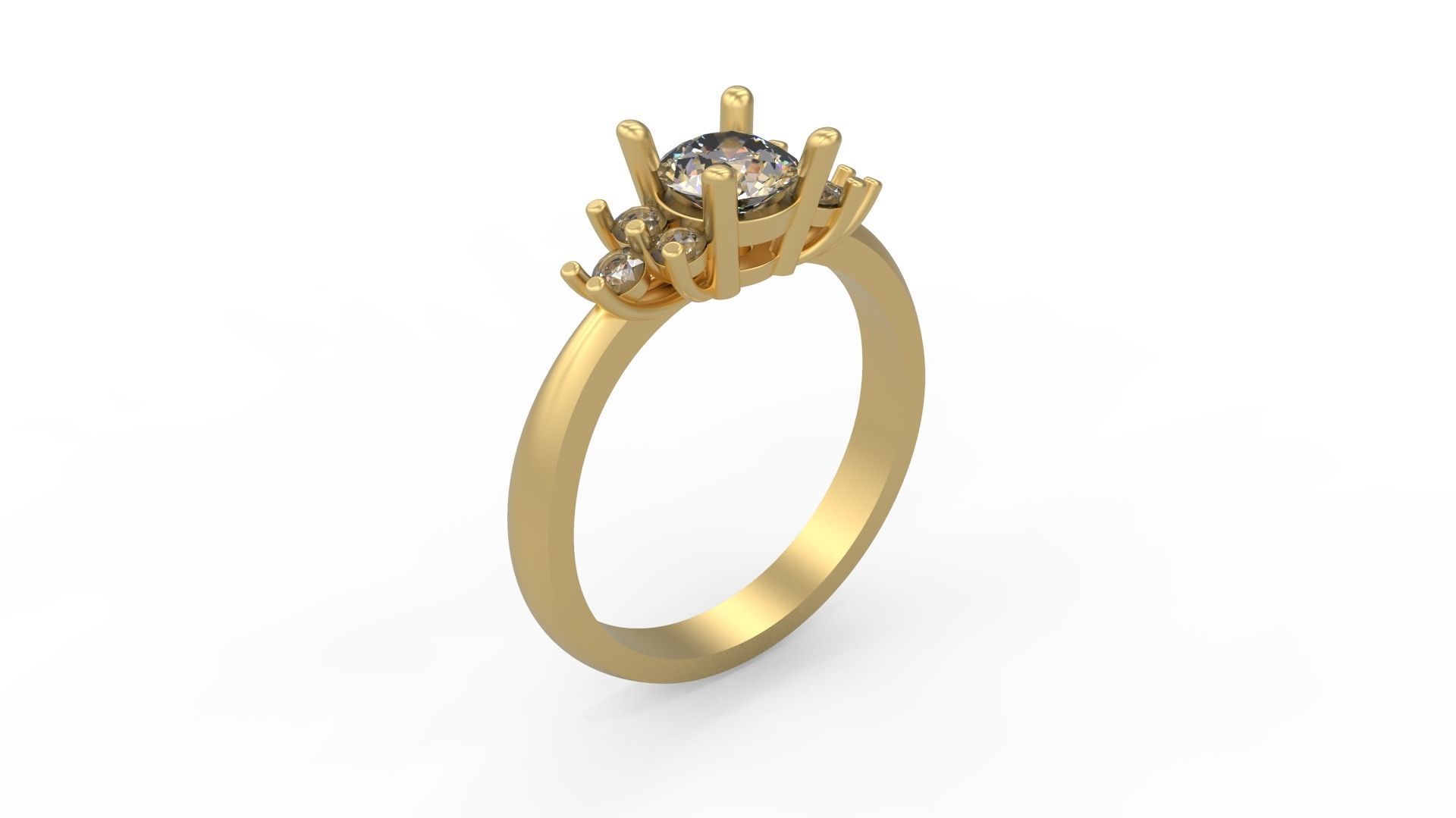 Woman Solitaire Ring 779 3D print model_1