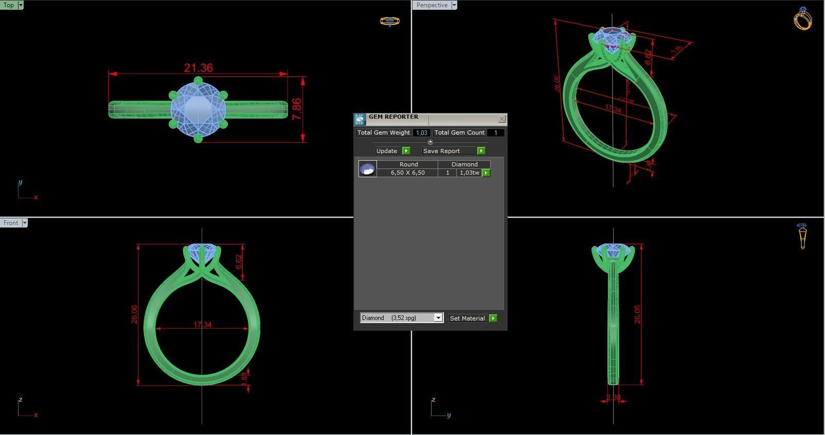 Woman Solitaire Ring 783 3D print model_7