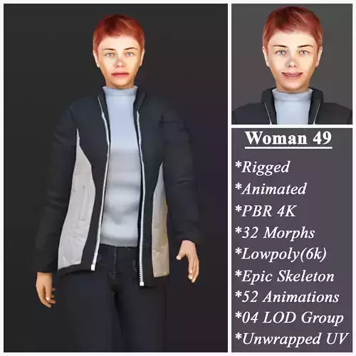 Woman 49 With 52 Animations 32 Morphs