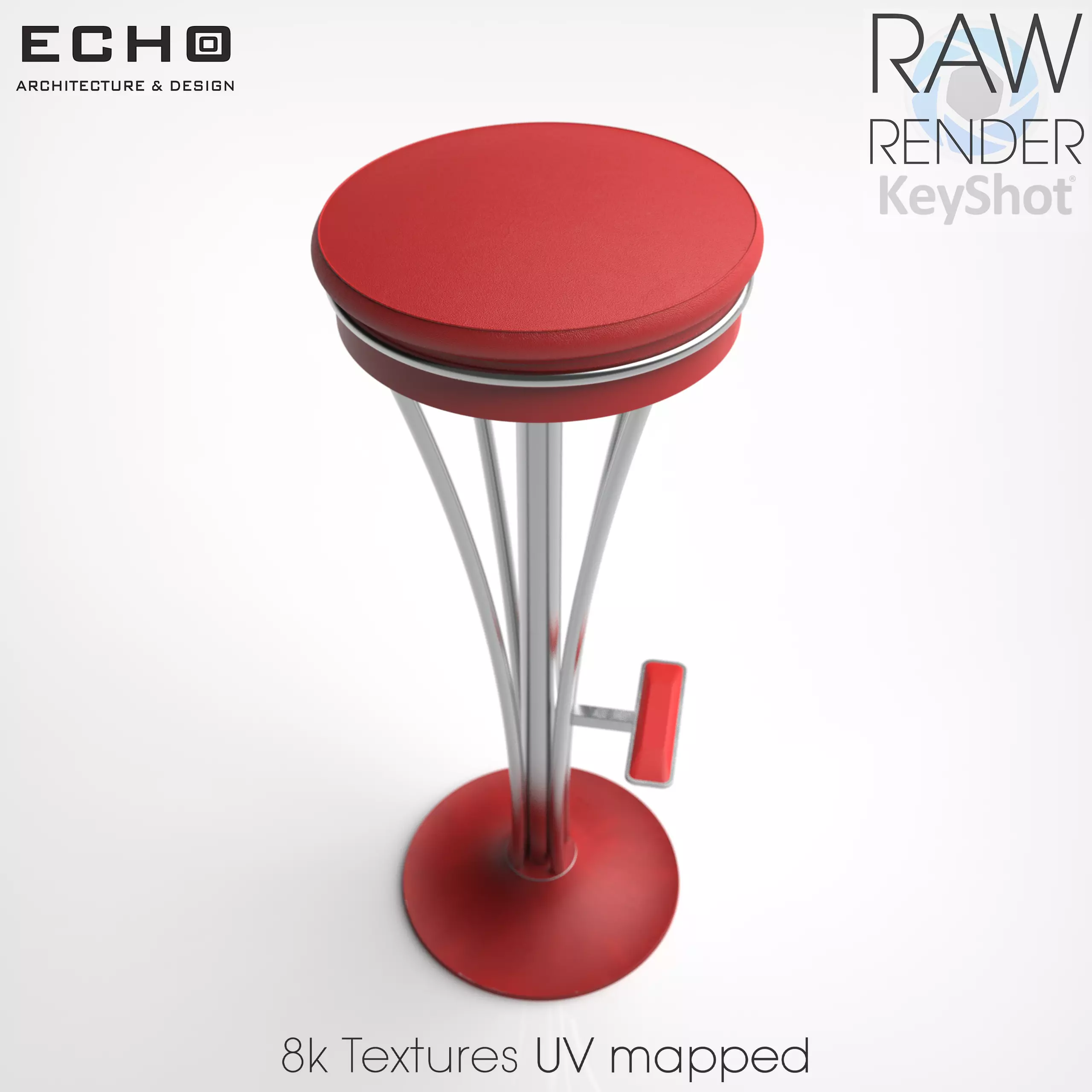 Red Stool Low-poly 3D model