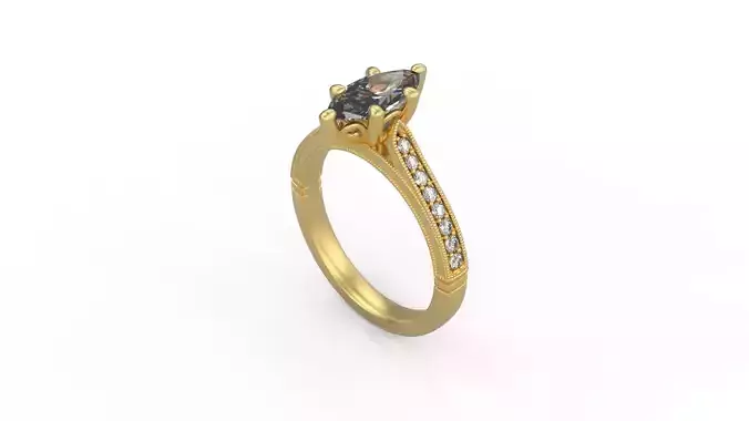 Woman Solitaire Ring 794 3D print model