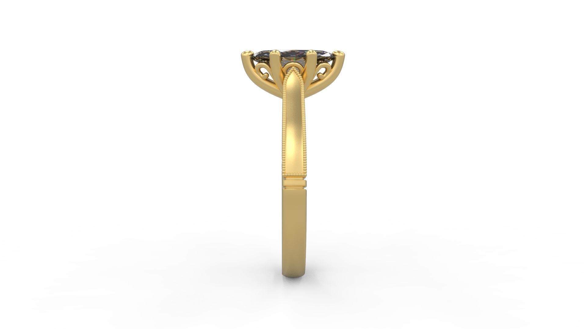 Woman Solitaire Ring 796 3D print model_2