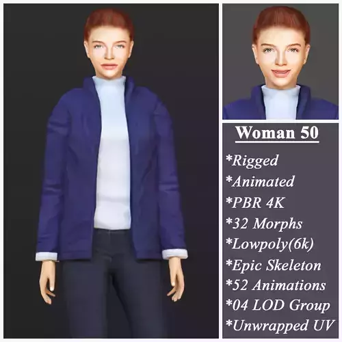 Woman 50 With 52 Animations 32 Morphs