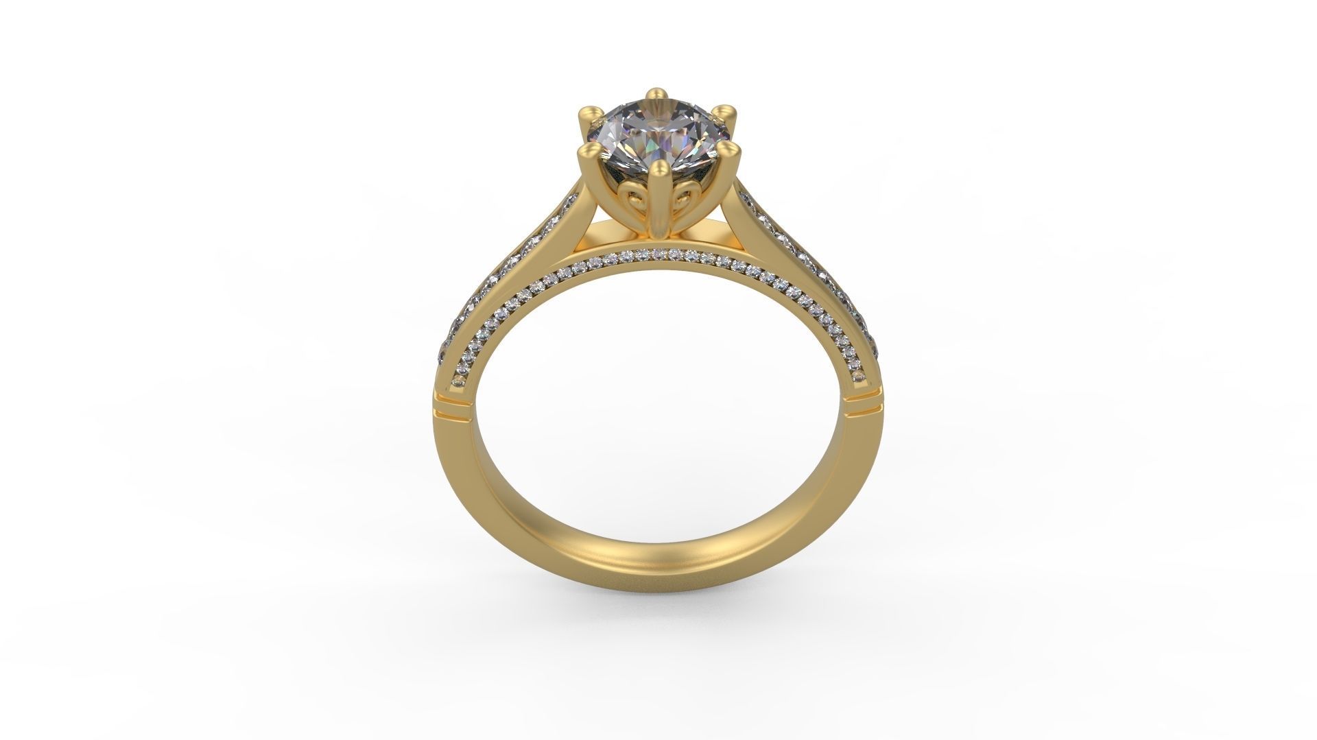 Woman Solitaire Ring 808 3D print model_3