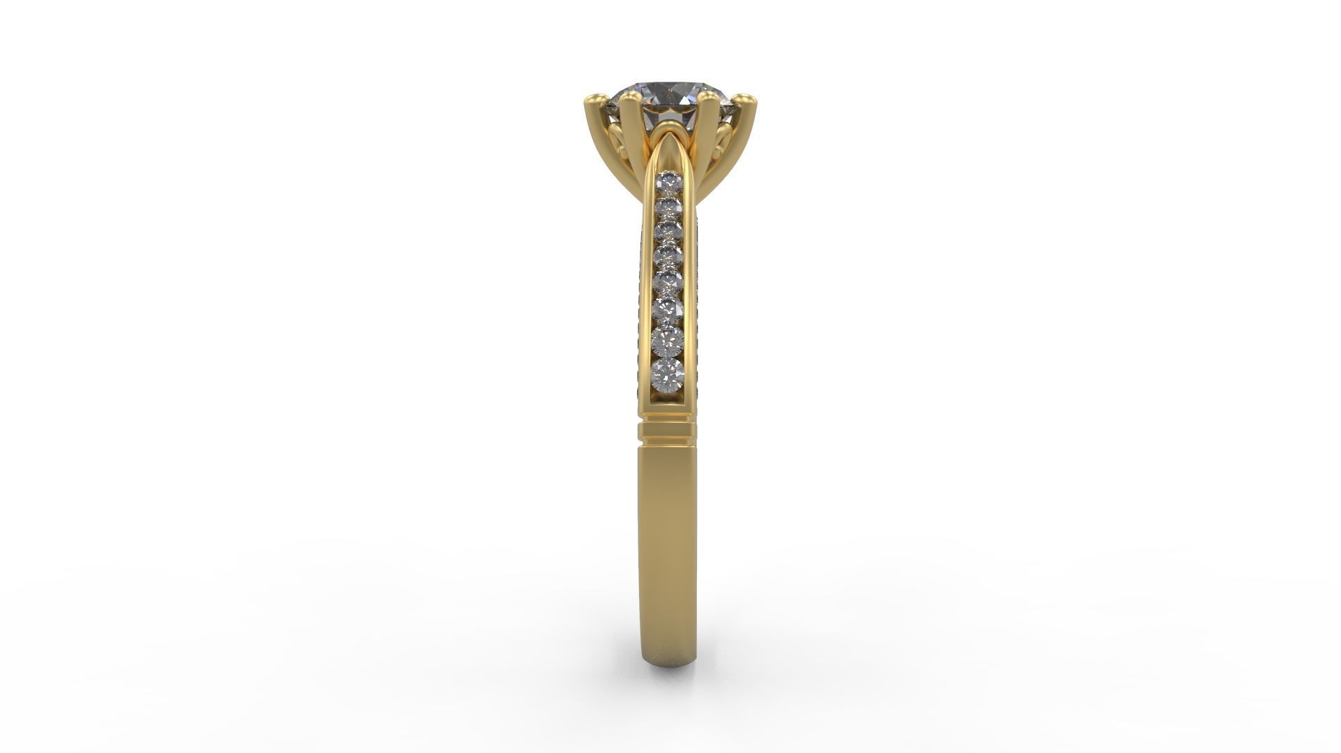 Woman Solitaire Ring 808 3D print model_2