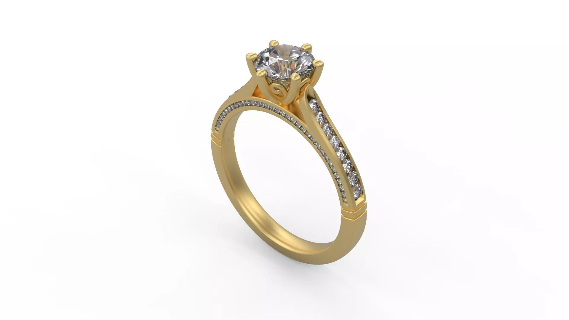 Woman Solitaire Ring 808 3D print model_0