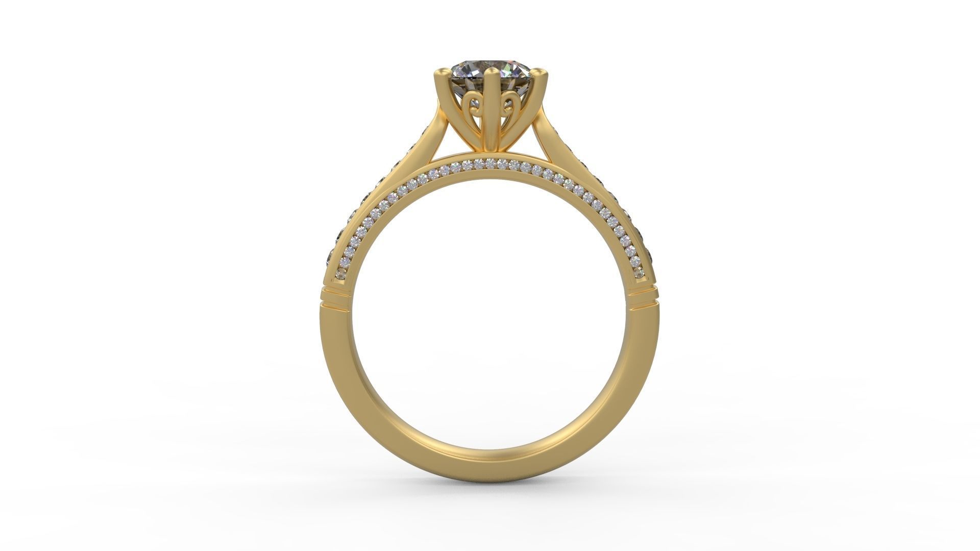 Woman Solitaire Ring 808 3D print model_1