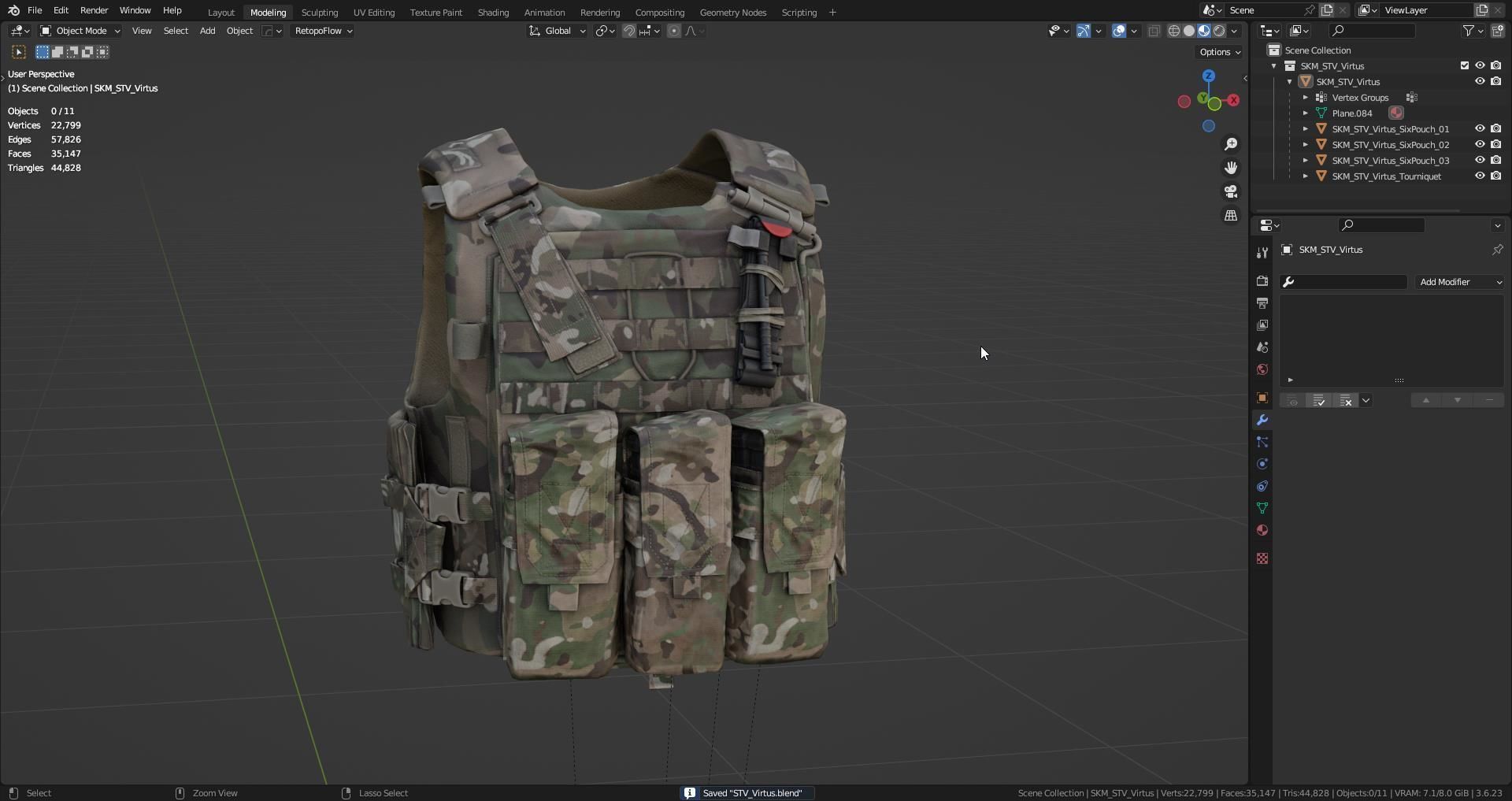STV VIRTUS TACTICAL VEST Low-poly 3D model_10