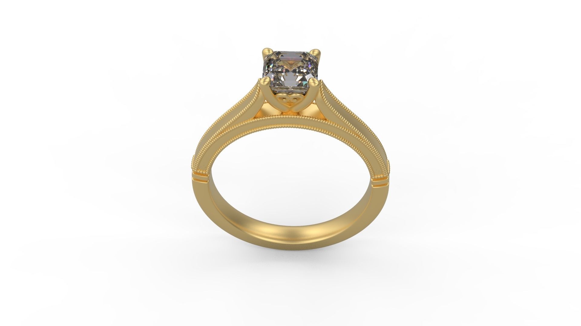Woman Solitaire Ring 816 3D print model_3