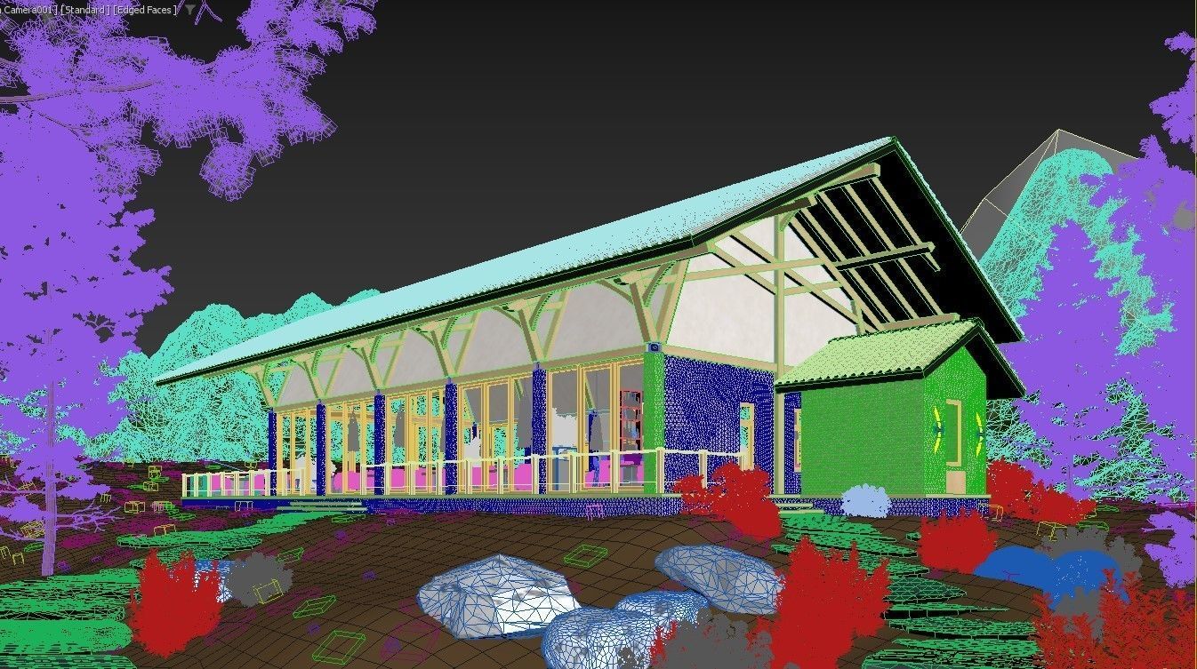 Exterior scene restaurant in the mountains 3D model 3D model_4