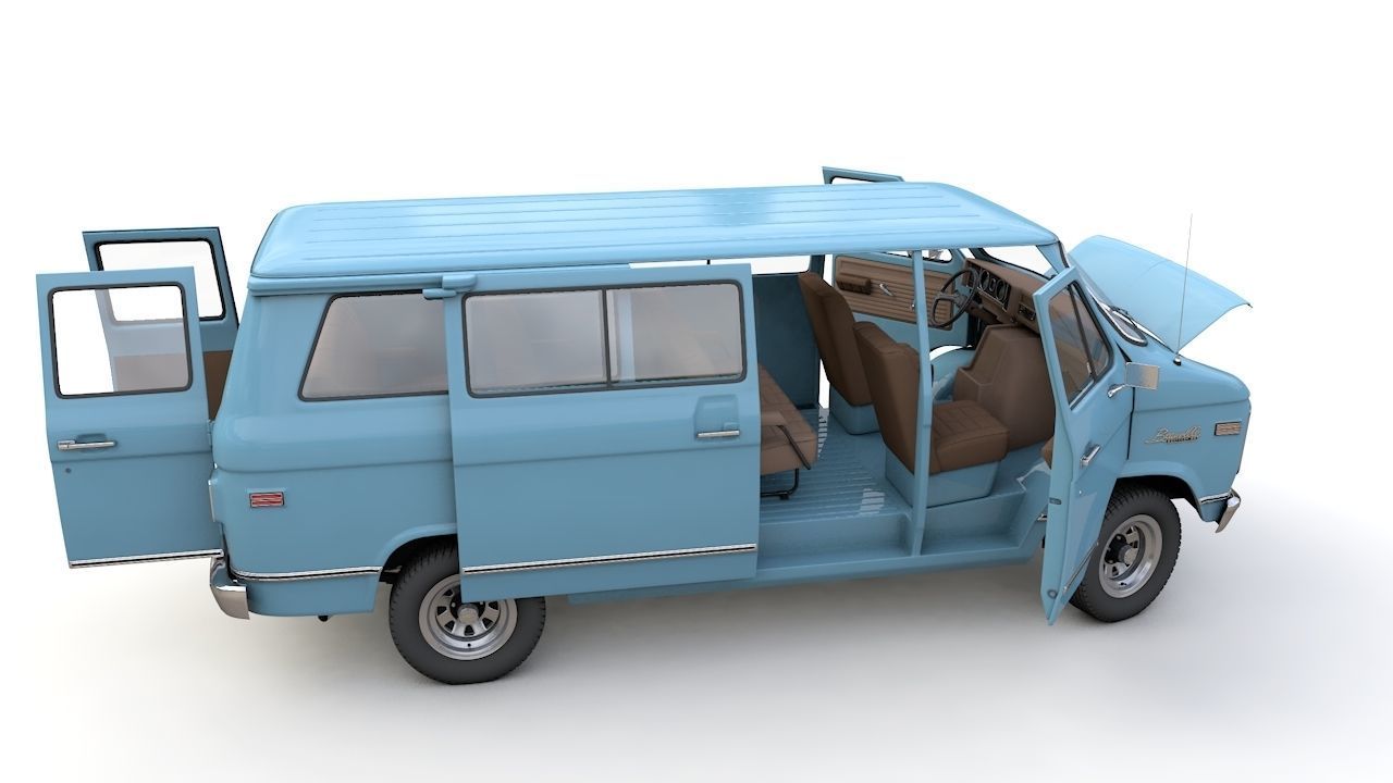 Chevy Van Beauville 1971 3D model_8