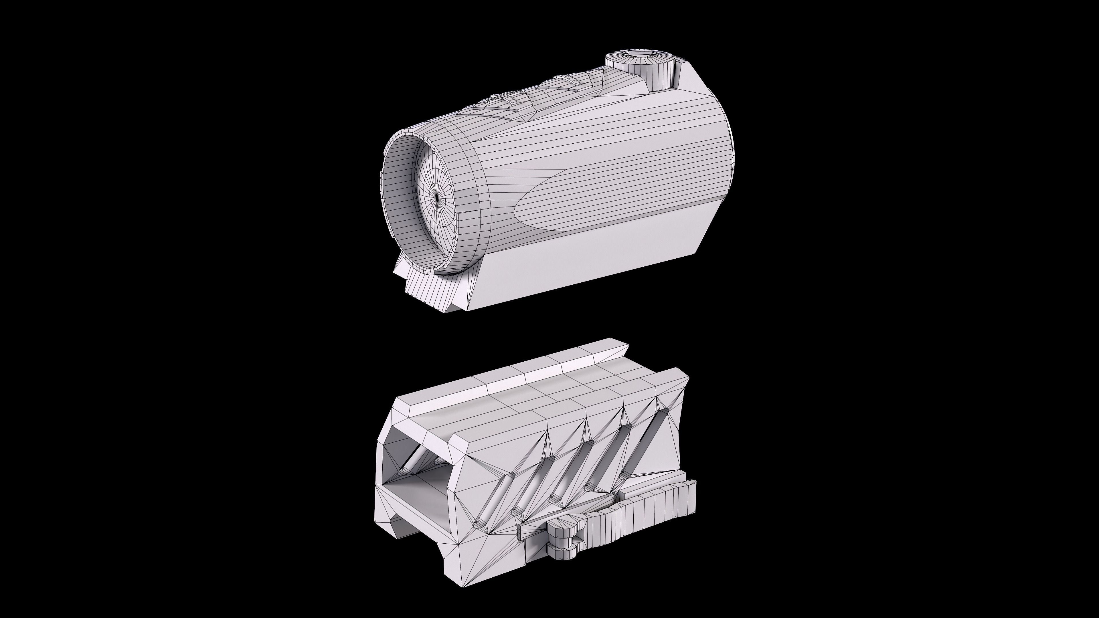 Sig Sauer Romeo 4 Reflex Sight Low-poly 3D model_11