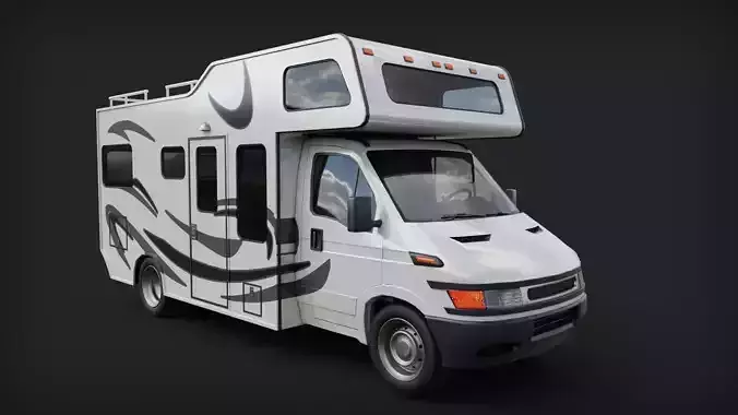 motor home rv camper van Low-poly 3D model